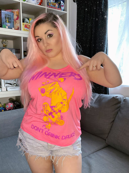 WINNERS DON'T DRINK DRUGS: CYBER-PINK 2020 EDITION TANK [LADIES]