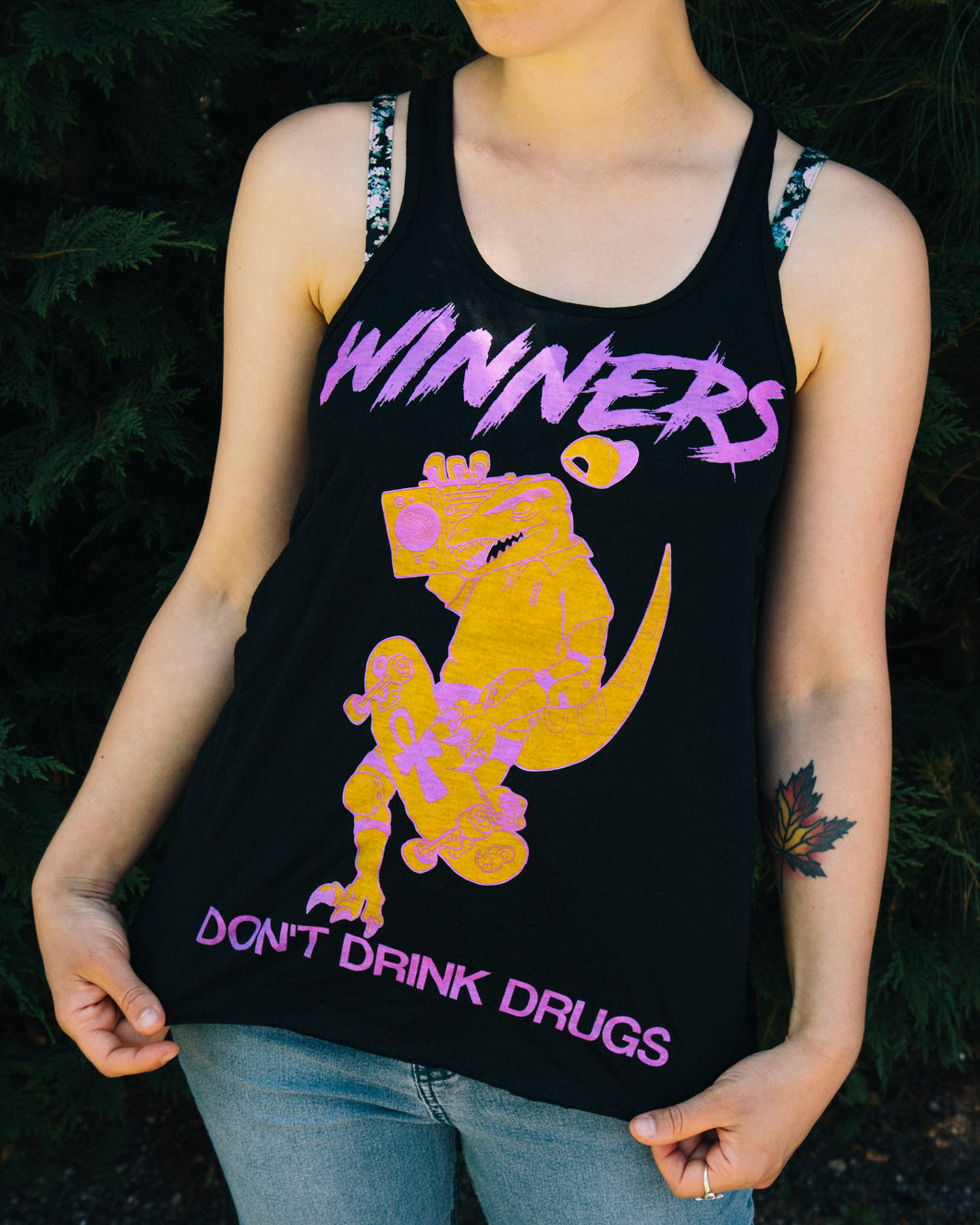 WINNERS DON'T DRINK DRUGS: BLACK TANK [LADIES]
