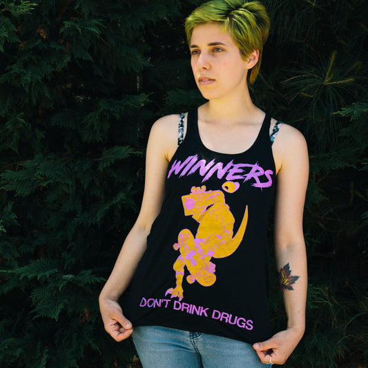 WINNERS DON'T DRINK DRUGS: BLACK TANK [LADIES]