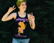 Load image into Gallery viewer, WINNERS DON&#39;T DRINK DRUGS: BLACK TANK [LADIES]
